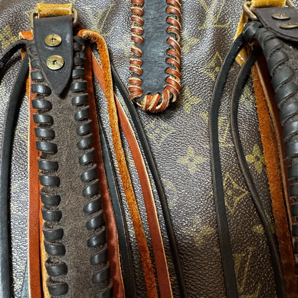 Louis Vuitton Brown Monogram Canvas Tassel Tote with Black & Tan Accents - Picture 4 of 11